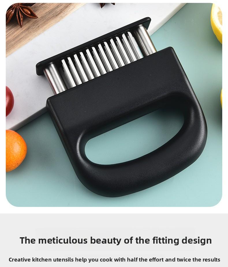 Stainless Steel 48-Pin Tenderizer with Auto Rebound Quickly Tenderizes Meat Sous Vide Tool for Beef Tenderloin Chicken Wings