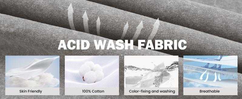 Yimoon Women's Acid Wash Short Sleeve Tracksuit Summer T-shirt & Shorts Set Athletic 2 Piece Outfit Track Shorts Set