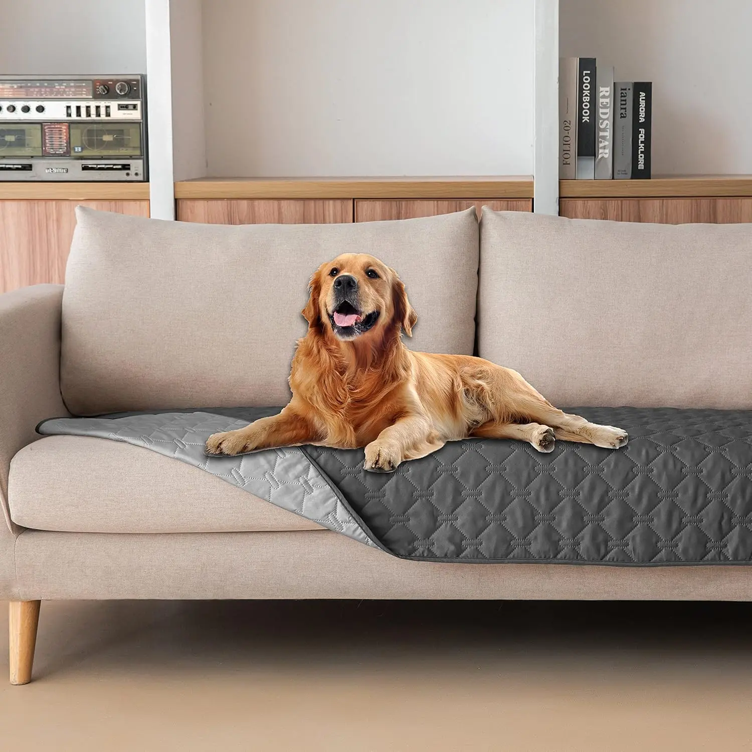Gogobunny Waterproof Pet Blanket for Dogs & Cats, 3X Stronger Scratch Proof Furniture Protector, Reversible Dog Couch Cover, Washable Sofa Bed Protector, Anti-Slip Pet Throw Blanket 30x70 Inch Grey