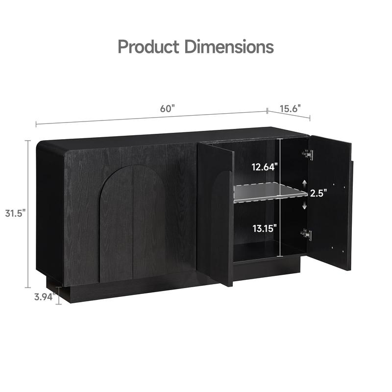 【Valentine's Day gift】ONBRILL 48 Inches Buffet Cabinet with Storage, Farmhouse Sideboard Buffet w/2 Drawers and 3 Doors, Wood Coffee Bar Cabinet with Adjustable Shelves, Sideboard Storage for Kitchen, Living Room