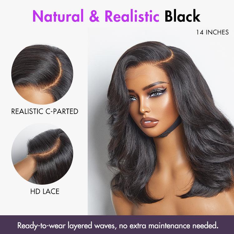 LUVME Effortlessly Chic Layered Haircut Wavy Glueless HD Minimalist Lace Short Wig Black Friday Sale — Save Big Now!