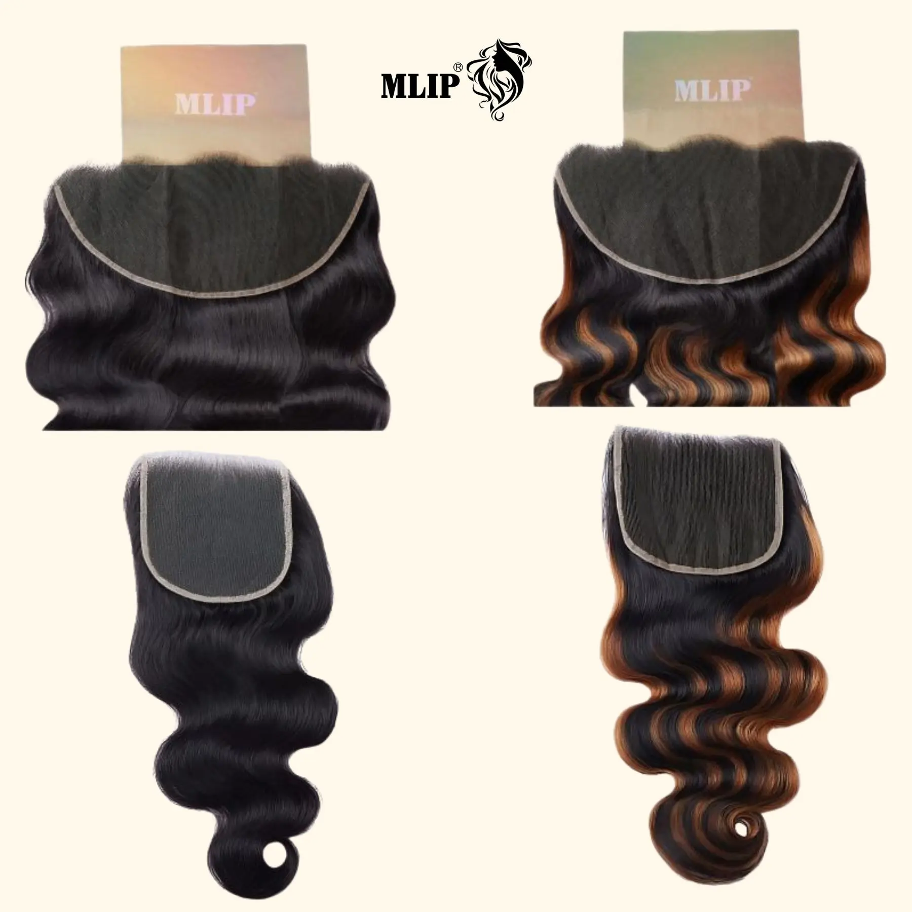 MLIP 13x6 HD Lace Frontal 5x5 HD Lace Closure Human Hair Body Wave Pre-Plucked Bleached Knots Baby Hair Invisible Melted HD Lace Natural Hairline 14–22 Inch