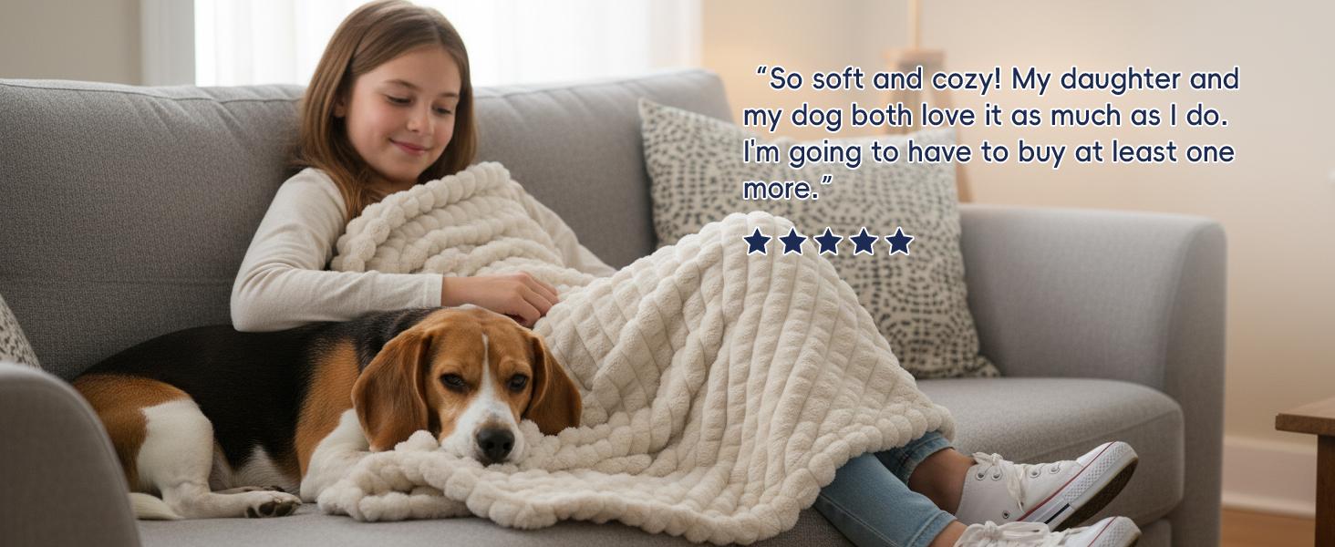 PHF Luxury Soft Fleece Blanket, No Shed No Pilling, 380GSM Fluffy Cozy Blankets for Bed, Lightweight Warm Bedding for Home Decor, Ideal Gift for Women