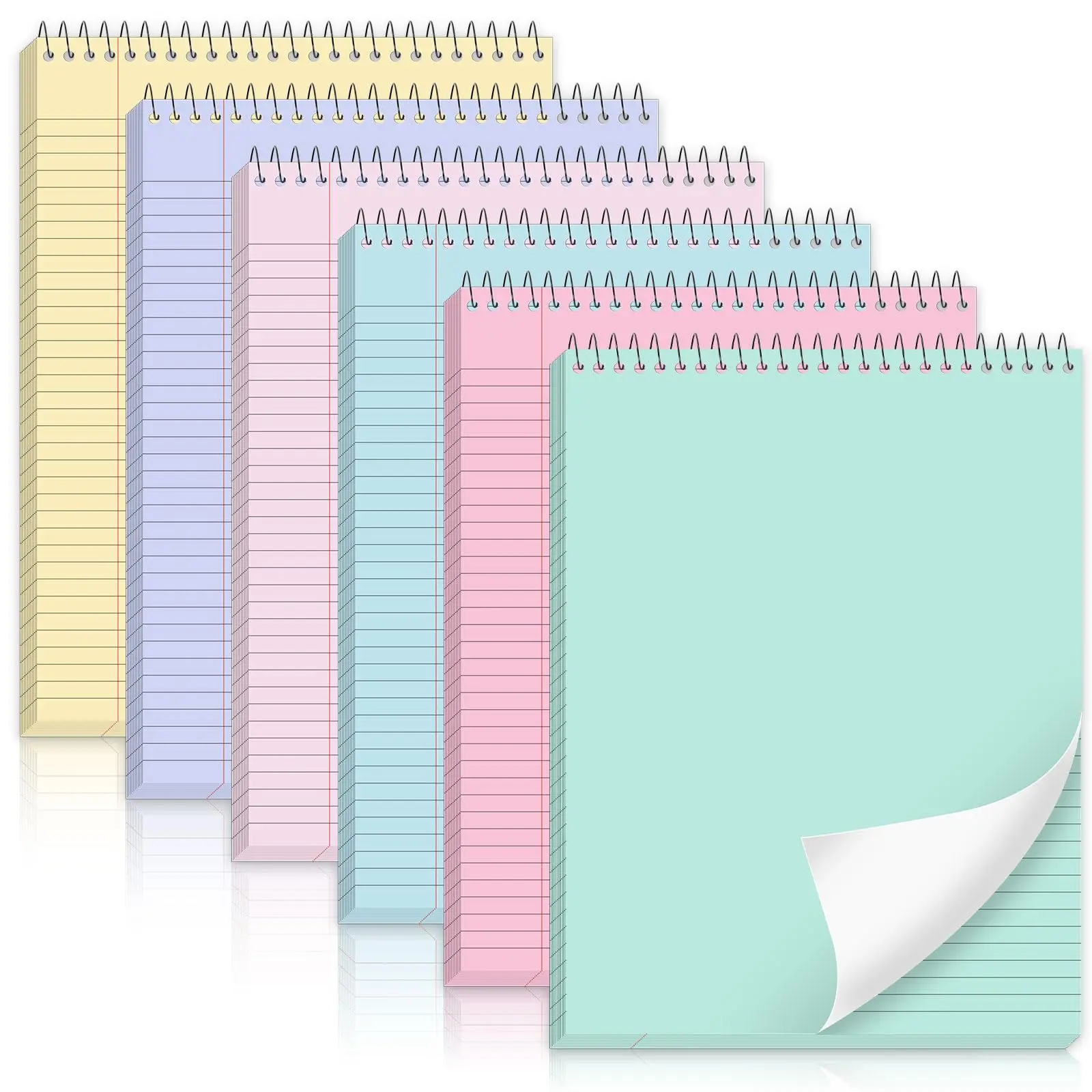 GISGFIM 6 Pcs Pastel Top Bound Spiral Notebooks 8.5" x 11" College Ruled Aesthetic Legal Pad Top Spiral Steno Pads Colored Paper Assorted Covers Spiral Notebook for Writing School Office Supplies,back to school,back to school shopping