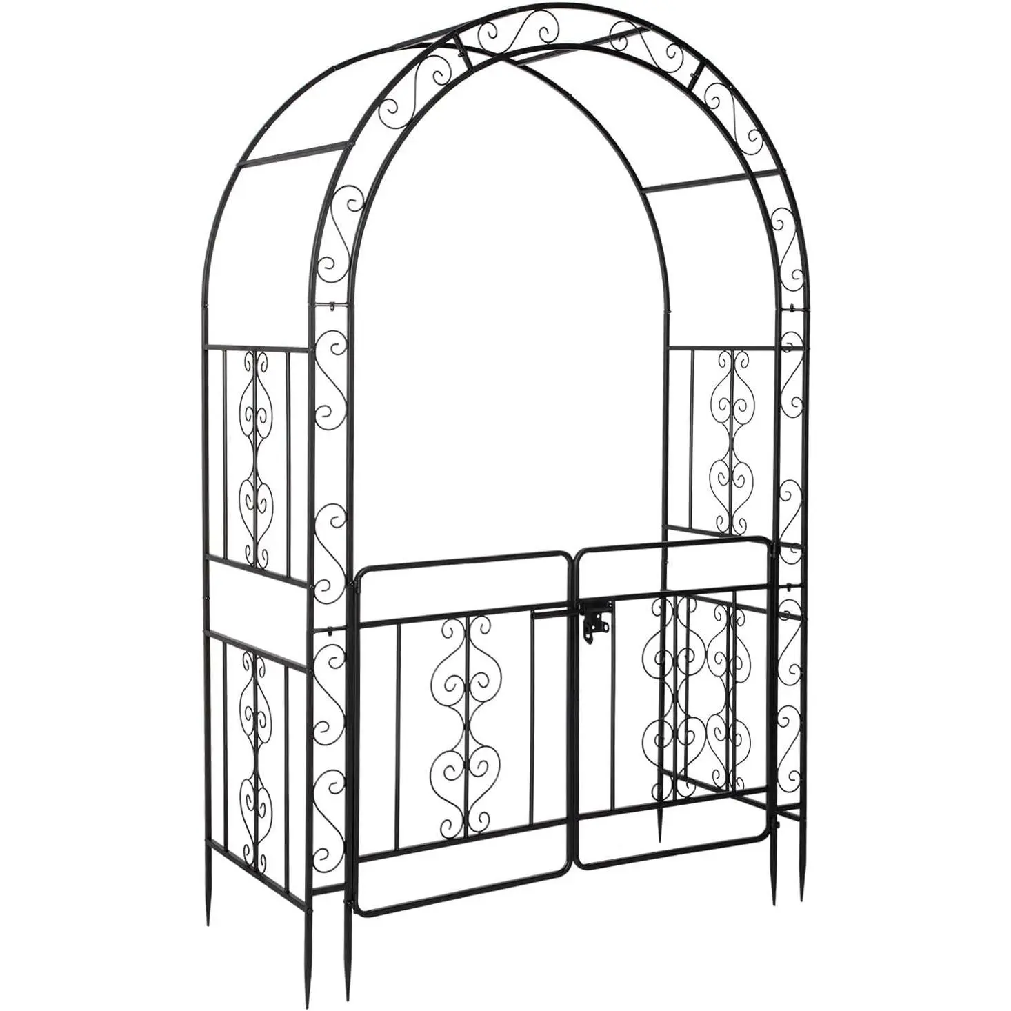 Ubesgoo Iron Art Circular Archway Garden Building, Heavy-Duty Metal Garden Arch with Double Gate, Decorative Trellis for Climbing Plants & Vine Support, Outdoor Lawn Backyard Decoration (with Bubble Wrap), Supports Vines, Decorative Trellis Garden Buildin
