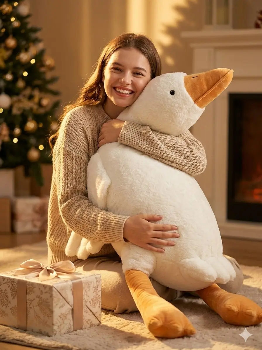 130cm Giant Goose Body Pillow Doll - Soft Unisex Stuffed Toy, Cute Stuffed Animal, Japanese Anime Kawaii Plush, Comfortable to Hold, Aesthetic Room Plush, Animals & Nature Sleeping Companion