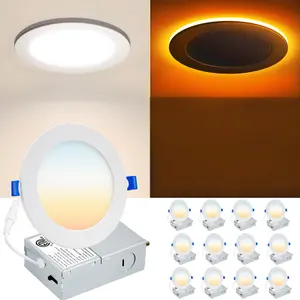 12Pack 6Inch Dimmable Nightlight led lights bedroom LED Recessed Lighting with Junction Box, 2700K-5000K Selectable downlights living room wall lights