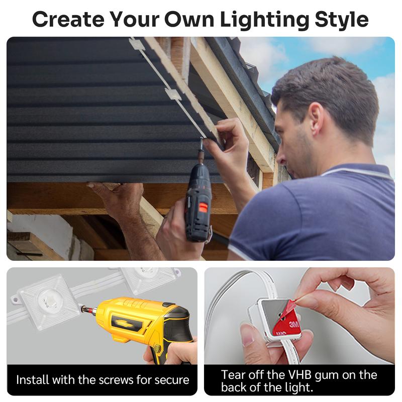 HYPERLITE Smart Outdoor Eaves Lights RGB IC Color Changing IP68 Waterproof LED Strip with App and Remote Control Roof Lighting Dimmable Energy Saving Timer Mode Music Sync Adjustable Brightness for DIY Home Decor Jumpstart newyear HYPERLITE Smart Outdoor Eaves Lights RGB IC Color Changing IP68 Waterproof LED Strip with App and Remote Control Roof Lighting Dimmable Energy Saving Timer Mode Music Sync Adjustable Brightness for DIY Home Decor Jumpstart newyear