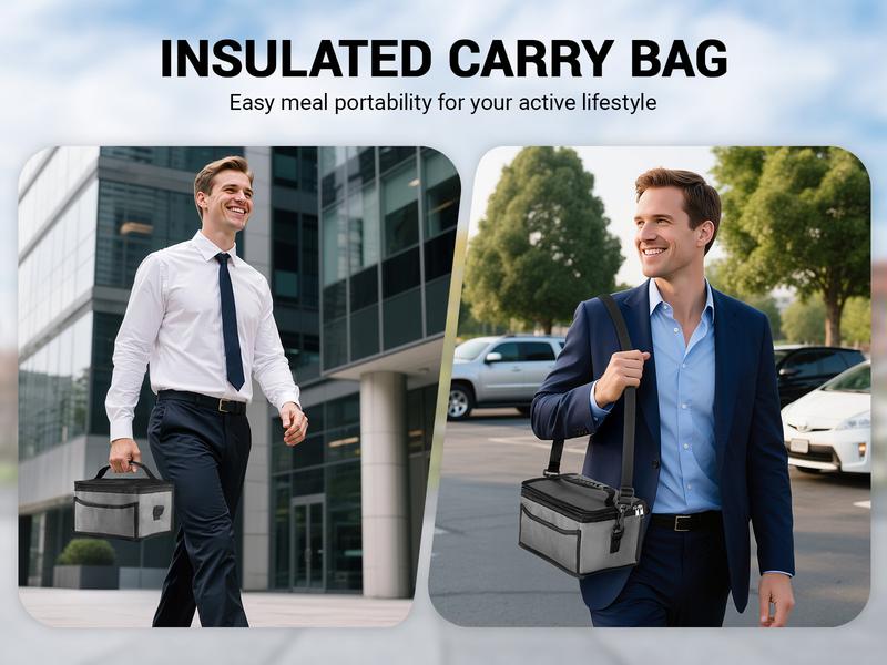 OGERY Self-Heating Electric Lunch Box, 100W Faster Heated Cordless Lunch Box for Adults with Automatic Heating, 40 fl oz 304 Stainless Steel Food Warmer with Timer for Hot Meals Anywhere