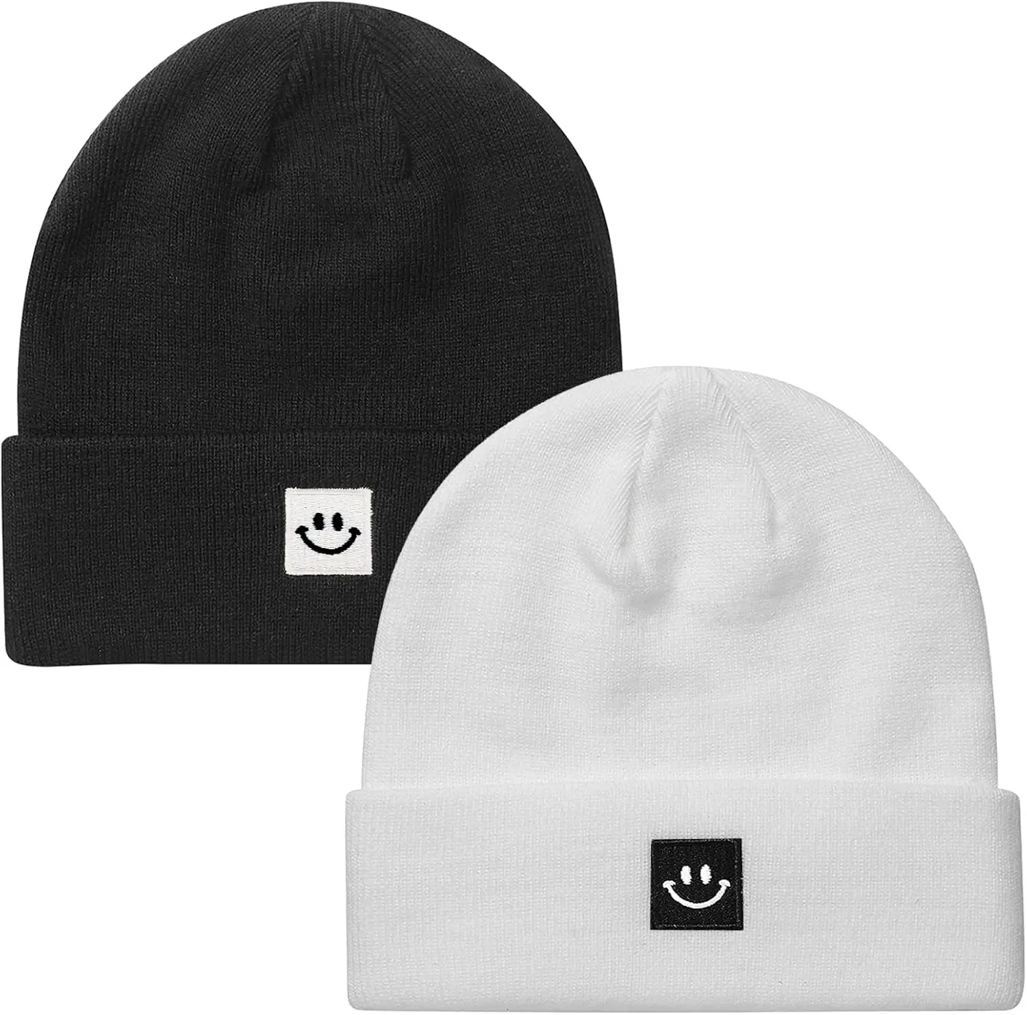 Happy Face Beanie Matching Beanie for Black Hat, Smile Emoji Couple Beanie