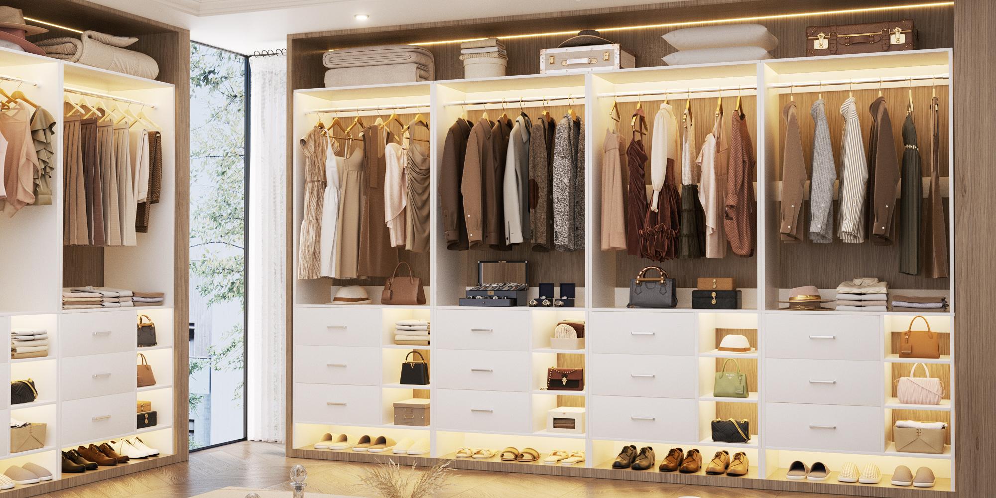 30'' W Freestanding Closet System with 3 Wooden Drawers and Hanging Rod, Sturdy 2.5 FT Walk-in Closet Organizer with Storage Shelves 30'' W Freestanding Closet System with 3 Wooden Drawers and Hanging Rod, Sturdy 2.5 FT Walk-in Closet Organizer with Storage Shelves