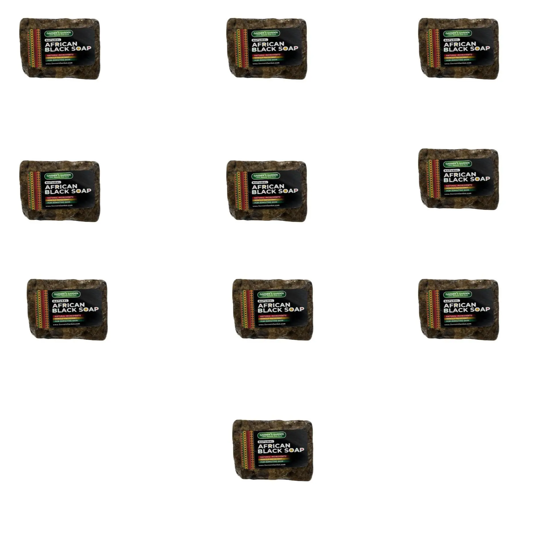 10-Pack Premium Handmade African Black Soap - Natural Soap With Shea Butter and Aloe Vera