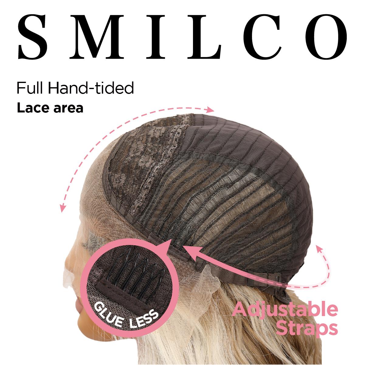 SMILCO/26Inch 13×4 Lace Front Highlight Brown&Blonde/Synthetic Hair for Christmas Gift Secure Fit Adjustable Straps Futura Fibers High-Temperature Resistant/SM9208