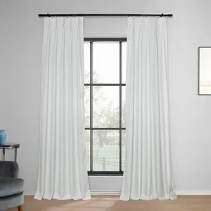 Half Price Drapes French Pleat Performance Linen Hotel Blackout Curtain