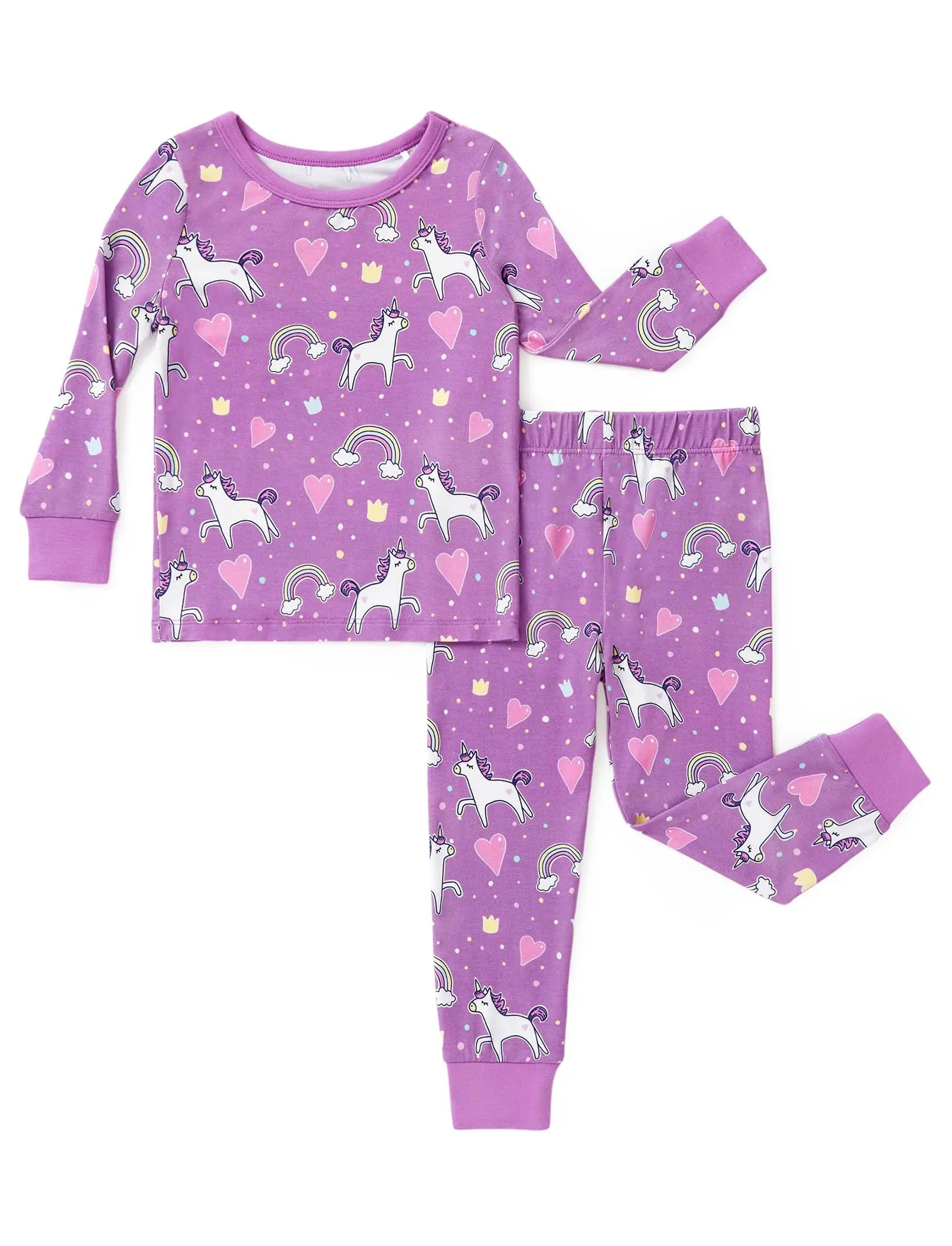 PPatPat Bamboo Boys Girls Viscose Kids' 2-Piece Pajama Set, 6M-5T, Soft Breathable Stretch Long Sleeve Snug Fit Sleepwear for Toddlers & kids, Autumn Sale,Fall Sale