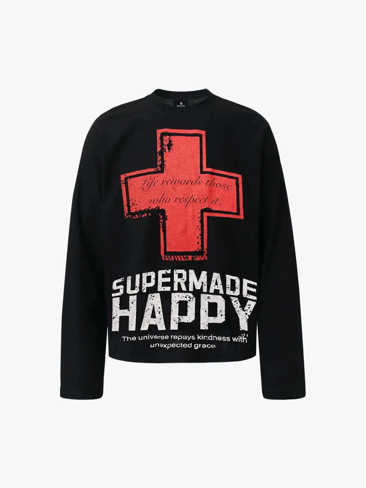 Thesupermade Street Cross Lettering Print Long-Sleeved T-Shirt