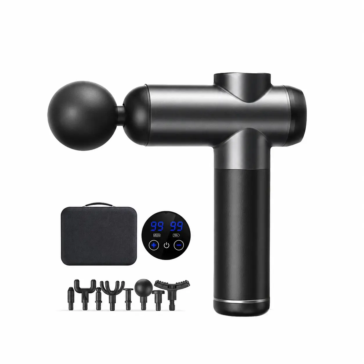 Massage Gun | Deep Tissue Muscle Massager for Pain Relief & Recovery, 99 Speed Levels, 8 Massage Heads, Quiet Percussion Therapy Gun with LCD Display & Travel Case