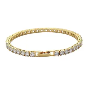 Classic Tennis Bracelet Set for Women, Gold & Silver Plated Cubic Zirconia Bracelet, Dainty Sparkling CZ Line Bracelet for Daily & Party Wear, Ideal Gift for Girlfriend
