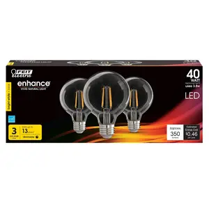 Feit Electric 40 Watt Replacement Bright White (3000K) G25 Globe Dimmable LED Light Bulb 3 Pack