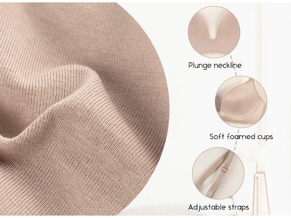 Eleplus 3 Pieces Lightly Lined Wireless Bras for Women Comfy Plunge T Shirt Bra Pack Style Womenswear for Everyday & Bridal Events #SummerVibes