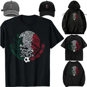 Family set-DIY-Unisex-Hoodie-cap-kid-Mexico Flag Mexican Eagle Soccer Men Women Boys Girls  T-Shirt