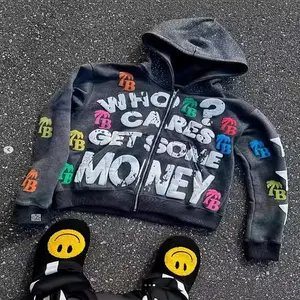 NeutralY2Kfullzipperhoodedjacket-redwithTBlettersandstars-oversizedstreetsportsshirt-machinewashablehip-hopjacketforteenagersandadults-autumnandwinterurbanfashionclothing-youthhoodedcasualwear,vibrant Sweatshirts Tops