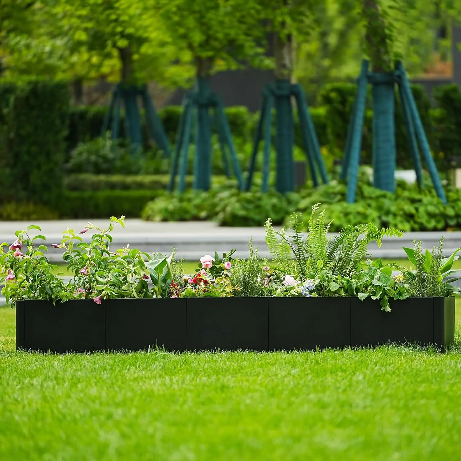 Garvee 70"x20" Extra Long Rectangular Metal Planter Bed with Rounded Corners, Commercial-Grade Heavy Duty Steel Raised Design, Open Base, Snap-On Assembly for Patio & Balcony Landscaping