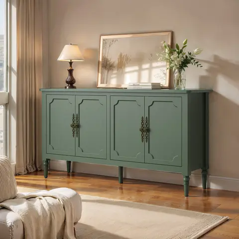 【SohoChic】RoyalCraft Console Table, Sideboard Buffet Cabinet with Storage, Sliding Doors & Adjustable Shelves, Sofa Table Behind the Couch, Modern Accent Coffee Bar for Entryway, Living Room, Dining Room, Kitchen