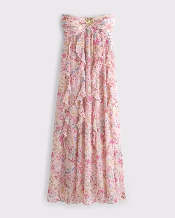 bra free hardware maxi dress Women's Bra-Free Hardware Maxi Dress in Purple Floral | Size M PETITE
