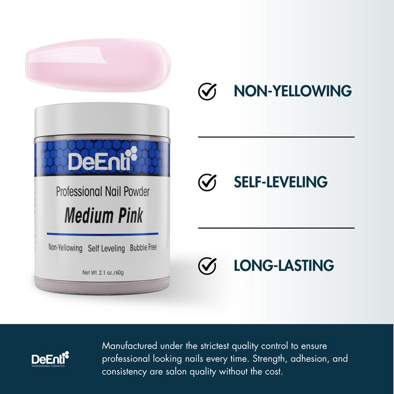 DeEnti Professional Acrylic Nail Powder 2 oz - Smooth, Consistent, Salon Quality Acrylic Powder Dip for Manicure, Nail Art, Fake Nails, Nail Carving