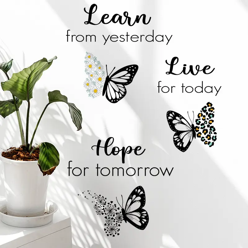 INSANE Black & White Butterfly Inspirational Wall Decal! Cartoon Magic + "Learn/Live/Hope" Phrases — Transforms ANY Room in SECONDS