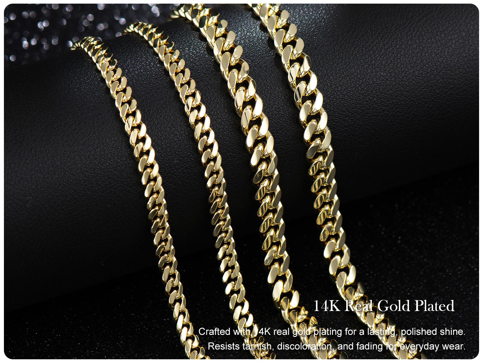 Holylegend 14K Real Gold-Plated Royal Monaco Cuban Necklace, Italian Jewelry for Men & Women, Gift for Fashion Lovers