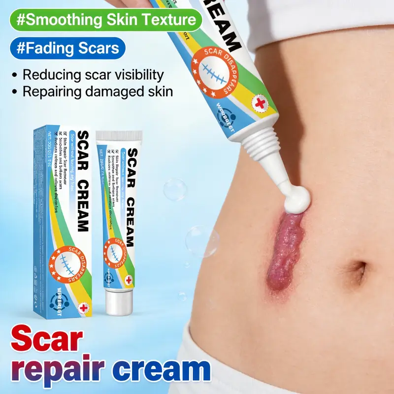 Scar Removal Cream & Gel for Effective Scarring Reduction - Fades Surgical & Acne Scars, Promotes Cell Regeneration, Lightweight Texture, Suitable for All Skin Types