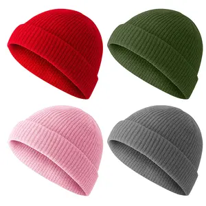 Unisex Bucket Hats 2 or 4 Piece Turn-Up Caps Short Knit Rolled-Brim Brimless Caps for Men and Women Casual Wear Cozy Fit Versatile Stylish Design