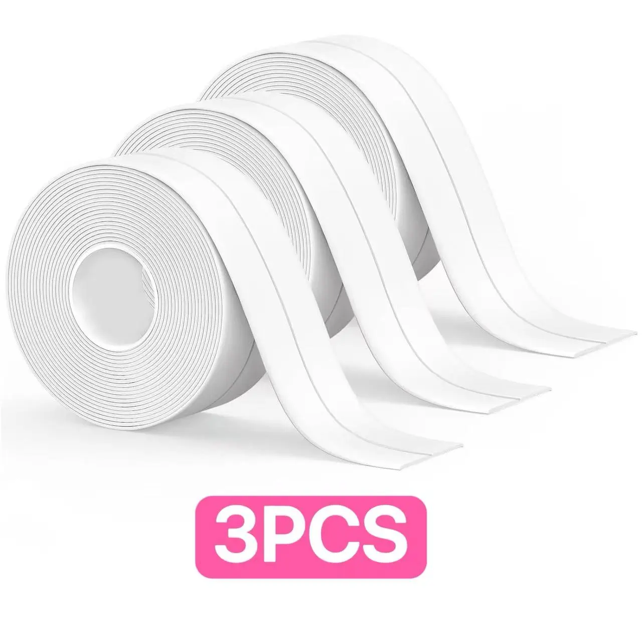 Sealing tape for waterproofing and self-adhesive type, for use in kitchens, countertops, bathrooms, bathtubs, toilets, shower rooms, floors and wall edges for protection (1.5 inches × 10.5 feet), white sealing tape.