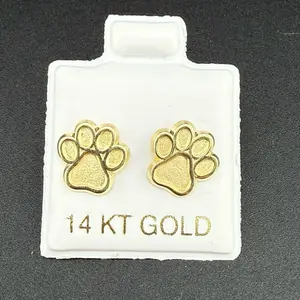 14k gold paw earrings
