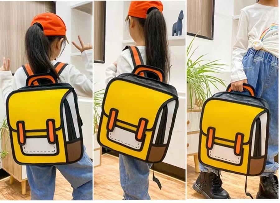 Creative Comic Backpack Adjustable Strap Book Storage Lightweight 2D Comic Student Bag Teenager Daypack
