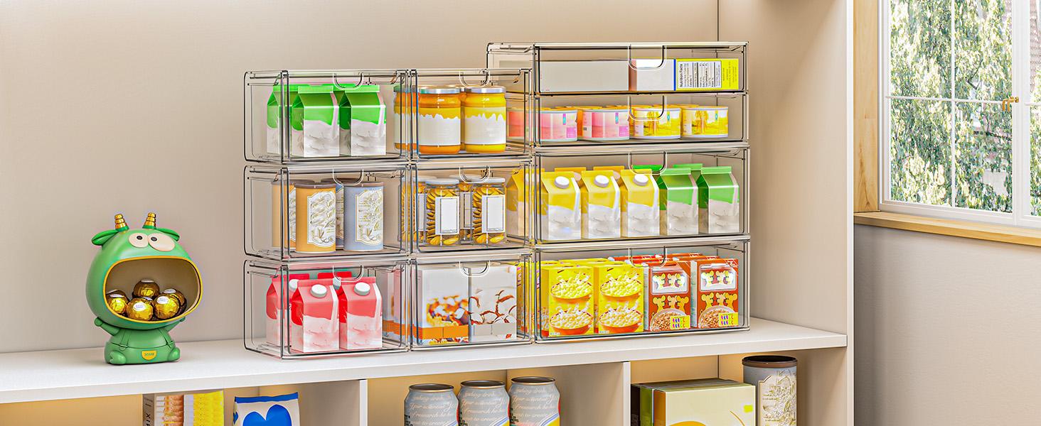 6-Pack Clear Acrylic Stackable Storage Boxes, Multi-Purpose Desktop Organizer for Makeup, Cosmetics & Office Supplies