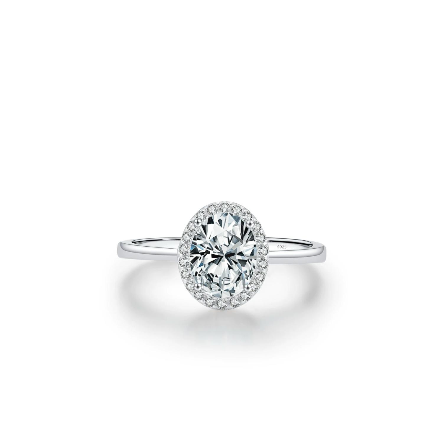 Drinsper S925 1.0ct DVVS Oval Synthenic Moissanite Ring Sterling Silver Elegant Forever Promise Ring for Women Girls Jewelry Gift for Mom Girlfriend Suitable for Wedding Engagement