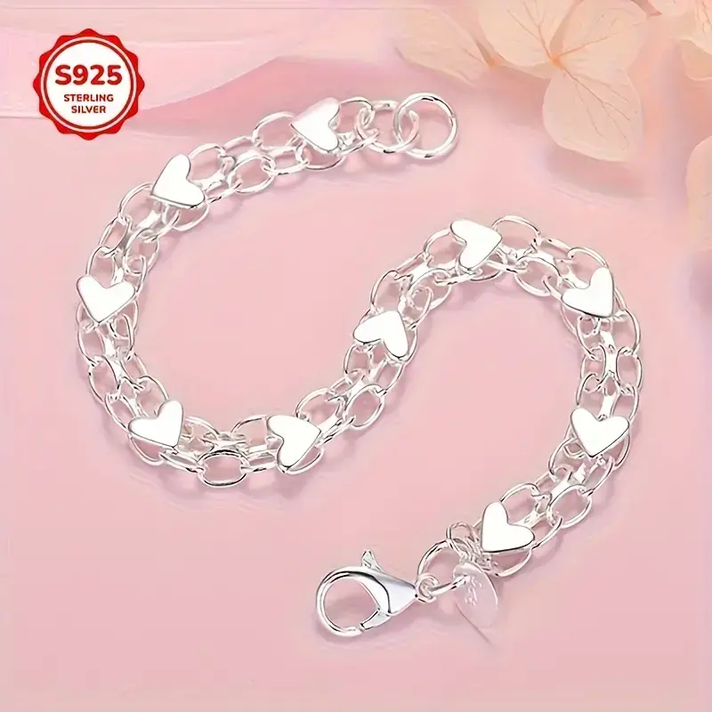 S 925 Sterling Silver Bracelet - Hypoallergenic, Durable & Perfect For Couples, Everyday Accessory|Boho Style|Hypoallergenic Bracelet bangle high appearance bracelet popular gift