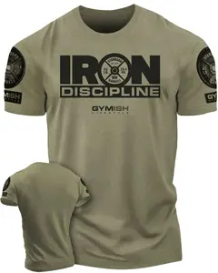 079. Iron Discipline Funny Workout Gym T-Shirt for Men Bodybuilding Fitness Tee Athletic Sports Clothing