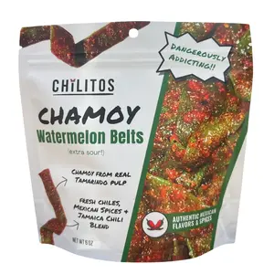 WATERMELON SOUR BELTS Chamoy Candy - Chilitos Sweet, Sour & Spicy Chili Snack - Mexican Fruit Flavored Gummy Candy for All Ages, Authentic Dulces Mexicanos Enchilados, 6oz Candy Bags with Tamarindo Pulp Chamoy