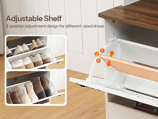 HOOBRO Hall Tree with Bench, Entryway Bench with Coat Rack and Shoe Cabinet, Flip Drawers, Farmhouse Hall Tree with Shoe Organizer, Mud Room, White and Walnut HOOBRO Hall Tree with Bench, Entryway Bench with Coat Rack and Shoe Cabinet, Flip Drawers, Farmhouse Hall Tree with Shoe Organizer, Mud Room, White and Walnut