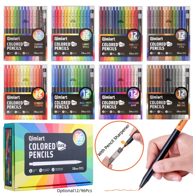 Mechanical Colored Pencils,  Assorted Colors,Mechanical Pencils with Sharpener, Aesthetic Drafting Tools Ideal for Both Beginners 3.0mm, 12/96 Colors, Art Supplies Kit, Mechanical Pencils Set, Art Drawing Supplies