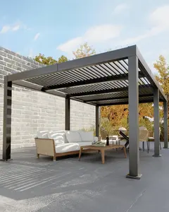 Louvered Pergola 12' x 20',Outdoor Aluminum Pergola,Hardtop Gazebo,Modern Style with Adjustable Louvers,Reinforced Aluminum Frame,Integrated Drainage System,for Deck Garden Yard(Grey)