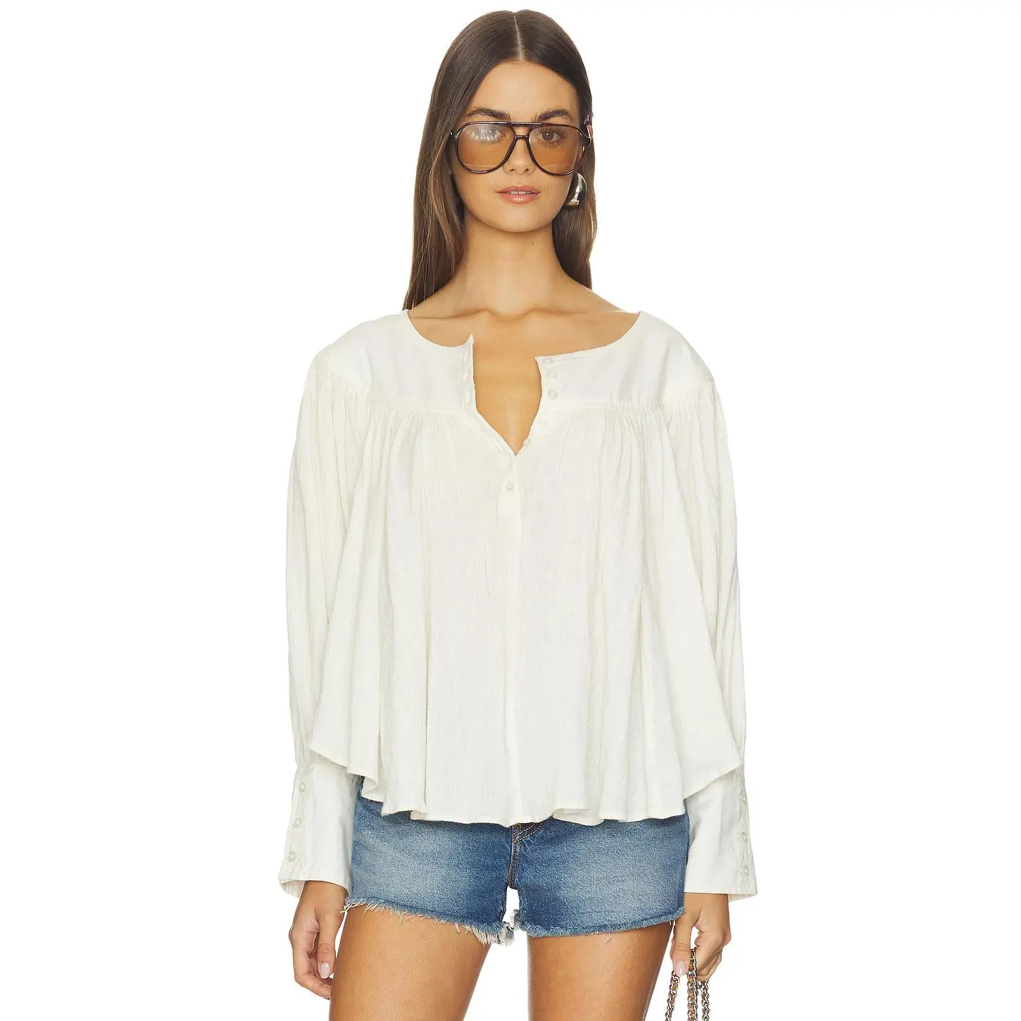 Free People x REVOLVE Malibu Crinkle Top in Whisper White