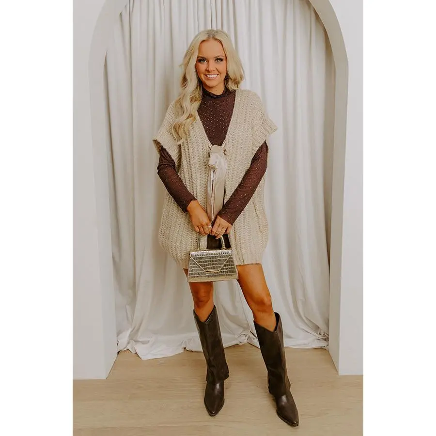 Cuddle Cloud Oversized Knit Cardigan in Beige