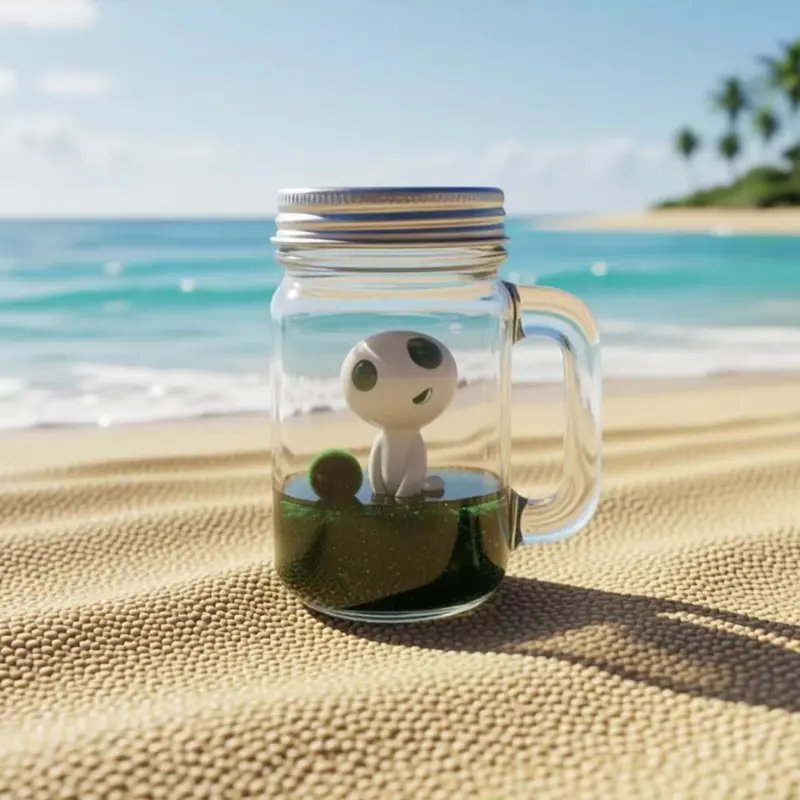 Cute Ghost Theme Marimo Bottle - A Live Aquarium Plant Decor & Self-Sustaining Pet Habitat, Spooky Low-Maintenance Terrarium (Includes LIVELY Moss Ball Pet)