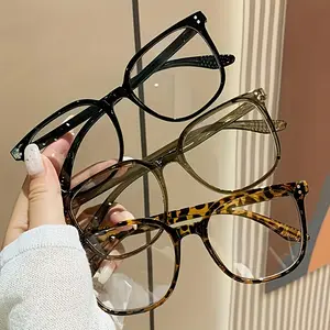 Unisex square transparent lens glasses set for office and casual wear, suitable for multiple scenes, blue light blocking computer glasses, minimalist fashion eyewear set for both men and women