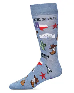 Men's "Don't Mess With Texas" Rayon from Bamboo Blend Novelty Crew Sock